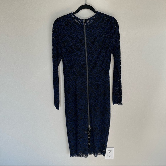 Veronica Beard Gynne Long Sleeve Pencil Dress Lace Black Blue Designer Women’s 4 - Picture 10 of 14